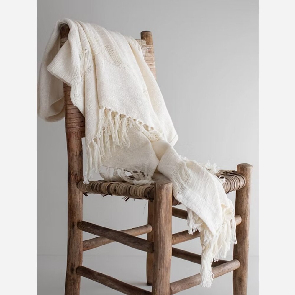 Boho Handwoven Cotton Throw Blanket